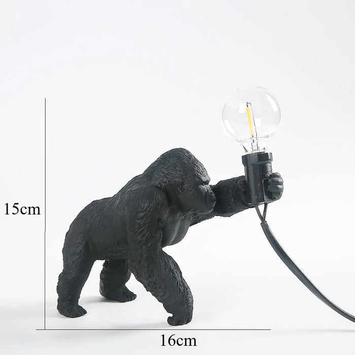 King Kong Gorilla Animal Table Lamp – Resin Night Light for Bedroom and Creative Home Decor