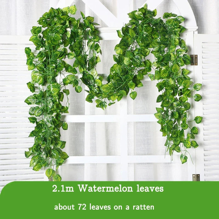 72pcs Artificial Green Ivy Garland – 2.1m Hanging Vine Silk Leaves for Home, Garden, Wedding, and Party Decoration