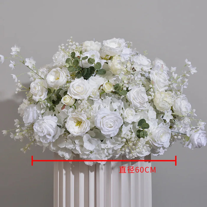 Customized Hydrangea & Rose Artificial Flower Ball – White Silk Flower Ball for Wedding, Table Centerpiece, and Event Decor