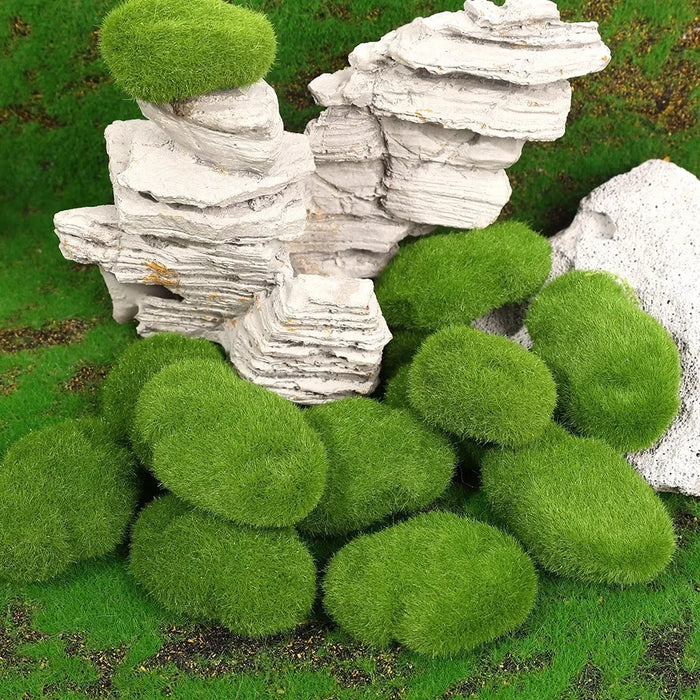 50/5PCS Artificial Foam Moss Rocks – Fake Green Moss Stones for Micro Landscape, DIY Crafts, and Home Garden Flower Pot Decoration