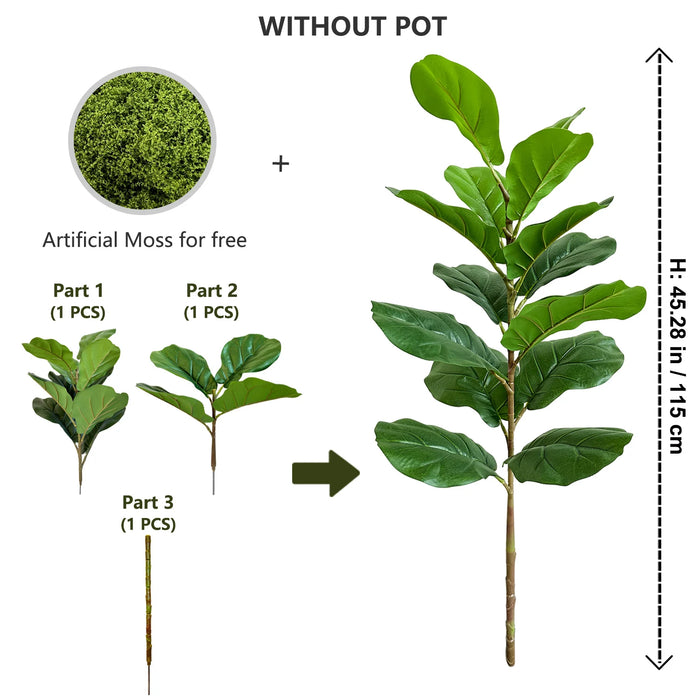 Artificial Fiddle Leaf Fig Tree – 115-240cm Faux Plant for Home, Office, Wedding, and Garden Décor