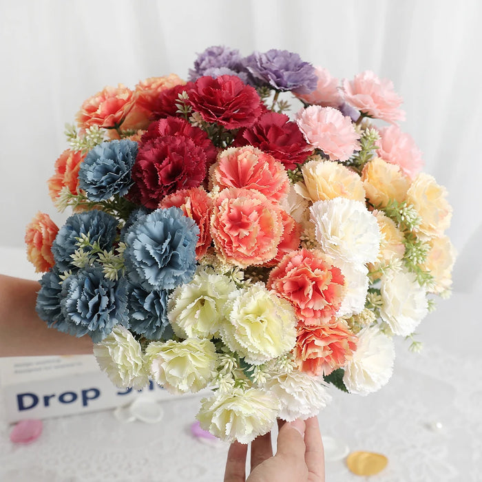 28cm Artificial Carnation Bouquet – 1/3 Pieces Silk Flower for Home, Wedding, Room, Garden Decoration, DIY Bride Holding Flowers