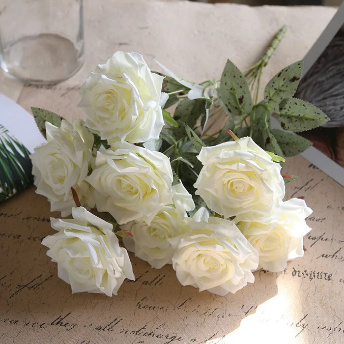 Silk Pink Rose Bouquet – Artificial Flowers for Wedding, Home, Living Room, and Bedroom Decoration