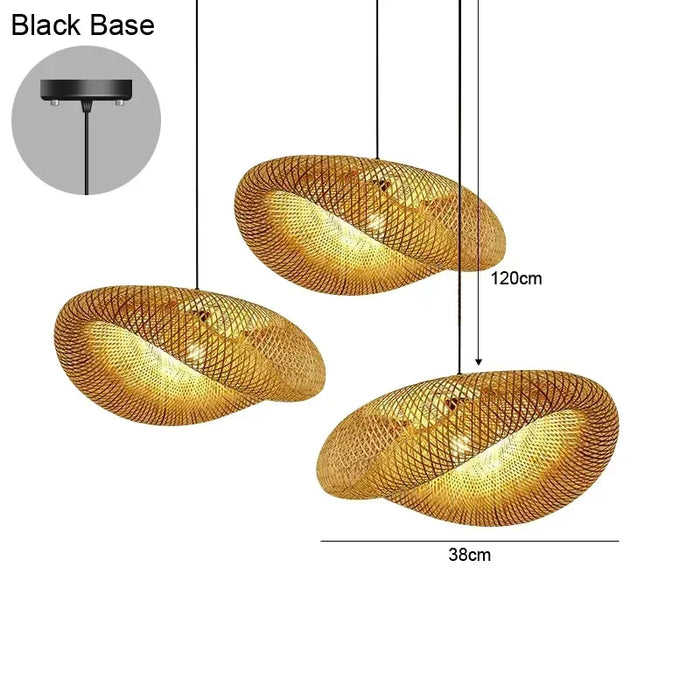 Handcrafted Bamboo Pendant Light – 40cm Rattan Woven LED Ceiling Lamp for Bedroom, Living Room, and Hotel Hall – Eco-Friendly Home Decor