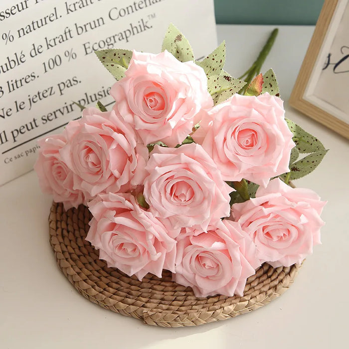 Silk Pink Rose Bouquet – Artificial Flowers for Wedding, Home, Living Room, and Bedroom Decoration