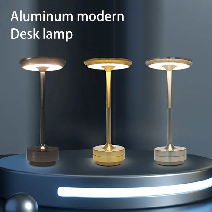 LED Desktop Table Lamp – USB Rechargeable, Touch Dimming Metal Night Light for Coffee Bars, Restaurants, and Bedside Reading