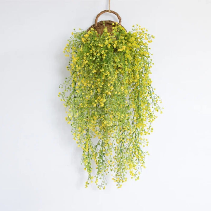 80cm Artificial Rattan Golden Bell Willow Flower - Plastic Wedding and Home Bar Wall Hanging Decoration