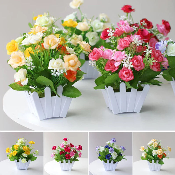 Artificial Rose Flower Potted Plant – Realistic Simulation Plastic Flowers for Home, Living Room, and Party Decoration