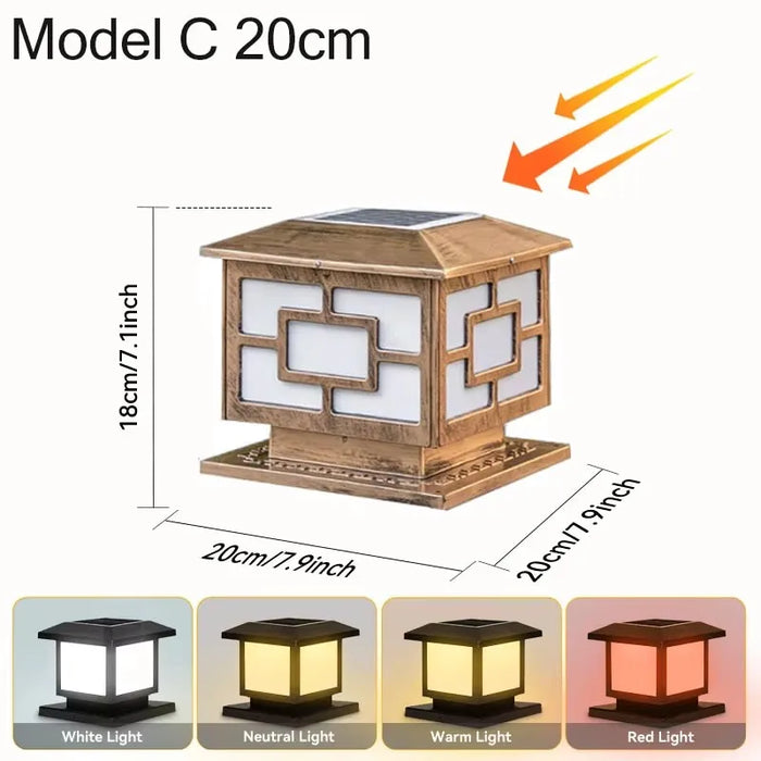Timed LED Solar Outdoor Pillar Light – Waterproof, Remote Control, 4 Color Modes for Garden, Pathway, and Yard Décor – IP44 Solar Powered LED Lamp