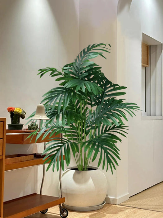Large Artificial Palm Tree – 70-80cm Tall Fake Monstera Tree with Green Tropical Leaves for Home, Kitchen & Garden Decor