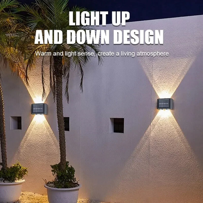 Solar Powered LED Up and Down Waterproof Wall Light – 4 LED Beads for Courtyard, Garden, and Carport