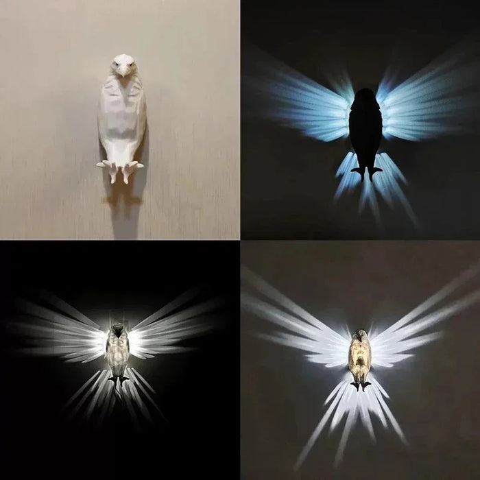 Creative Bird Wall Lamp – Halloween Owl & Eagle Shape Projector Light, 3D Animal Design, Modern Sconce for Bedroom, Living Room, and Hallway