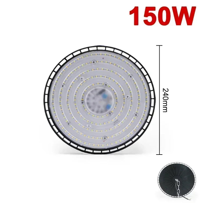 Super Bright 100W/150W/200W UFO LED High Bay Light – Waterproof Industrial Lighting for Warehouse, Garage, Market, Workshop