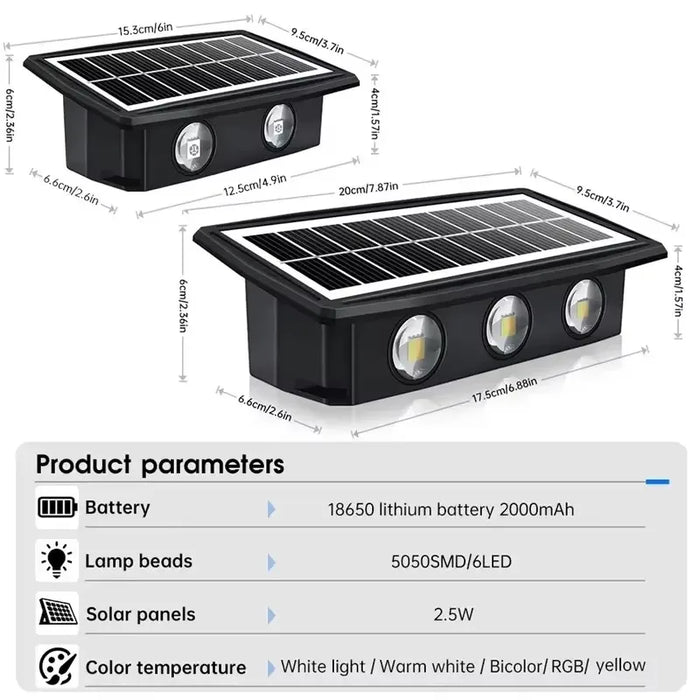 Solar Wall Lamp – Waterproof LED Outdoor Light with Up and Down Luminous Design for Garden, Yard, and Balcony Decoration