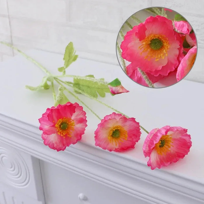 Artificial Poppy Flowers Bouquet – Silk Fake Flowers for Home Decor, Wedding, DIY Vase Accessories, and Garden Decoration