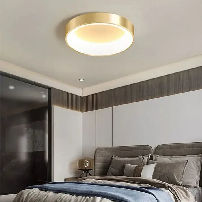 Modern LED Ceiling Light – Dimmable Gold Surface-Mounted Lamp for Master Bedroom, Study, Balcony, and Corridor