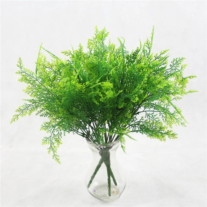 7 Branches Artificial Persian Grass – Faux Plastic Fern for Garden, Home, Vase, and Wedding Décor