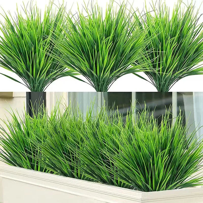 2pcs 7 Forks/Bundle Artificial Grass Plants – Green Plastic Flowers for Wedding, Spring, Summer, Living Room, and Christmas Home Decoration
