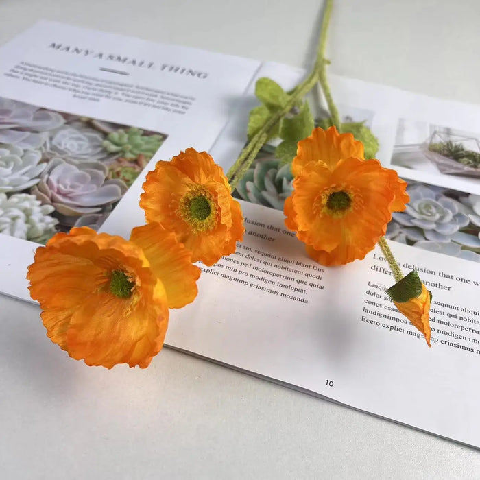 Artificial Silk Poppy Flowers Bouquet – Home Decor, Garden, Party, and Wedding Decoration, DIY Vase Accessories (1PC)