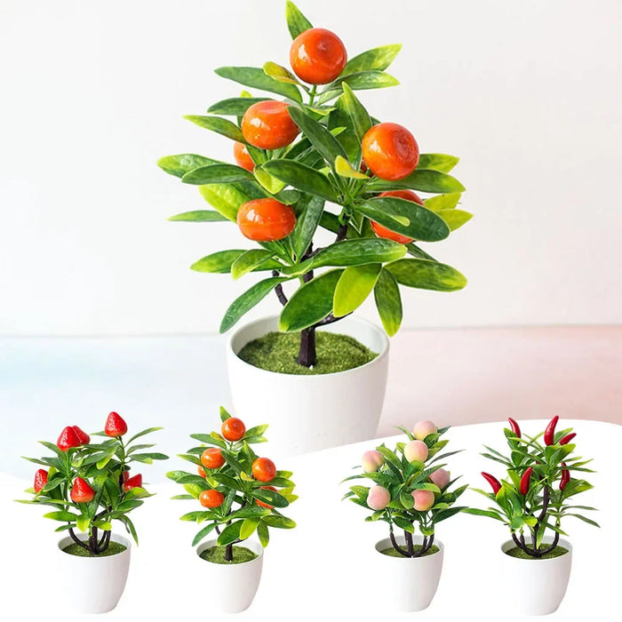 Artificial Bonsai Plant – 22cm Potted Simulated Fruit Tree for Home, Garden, and Office Decor