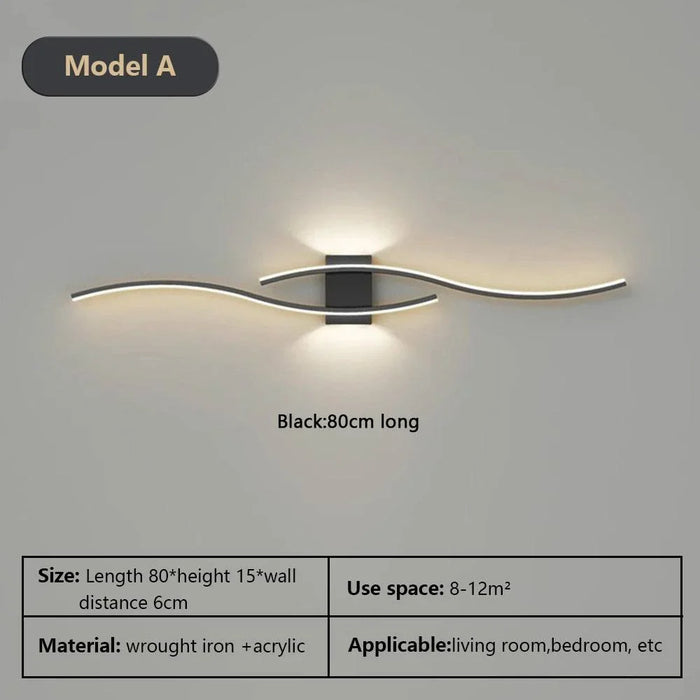 Modern LED Wall Lamp – Black, White, and Gold Wall Light Sconce for Living Room, Bedroom, Bedside, and Decorative Lighting