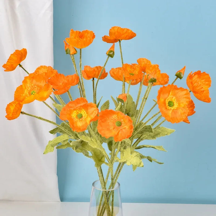 4-Head Artificial Poppy Flowers – Silk Wedding and Home Decor Floral Arrangement