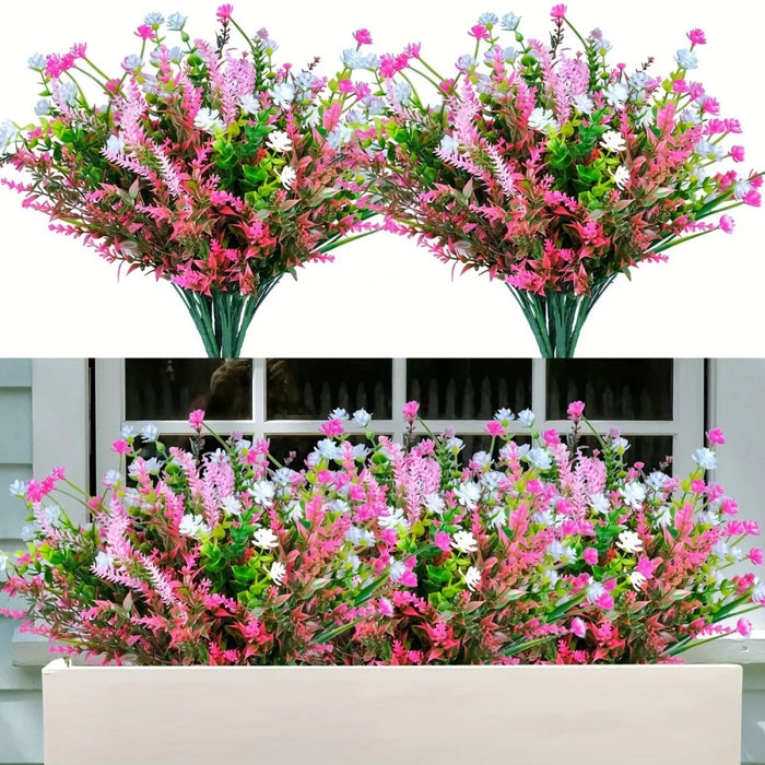 10PCS Mixed Color Artificial Plants – UV Resistant Fake Flowers for Outdoor Planters, Garden, and Home Décor