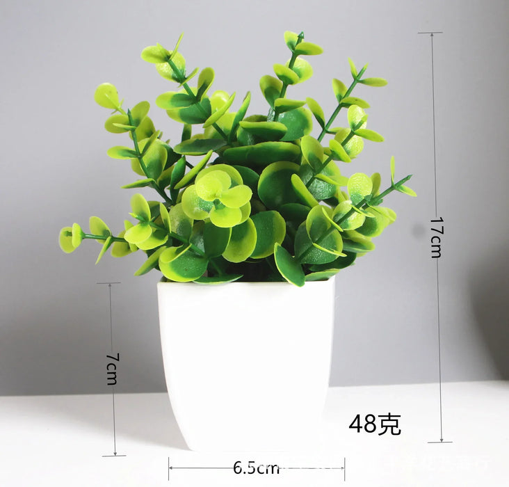 Artificial Bonsai Green Eucalyptus Flower Potted Plant – Fake Plant for Indoor, Outdoor, Home, Bedroom, and Garden Decoration