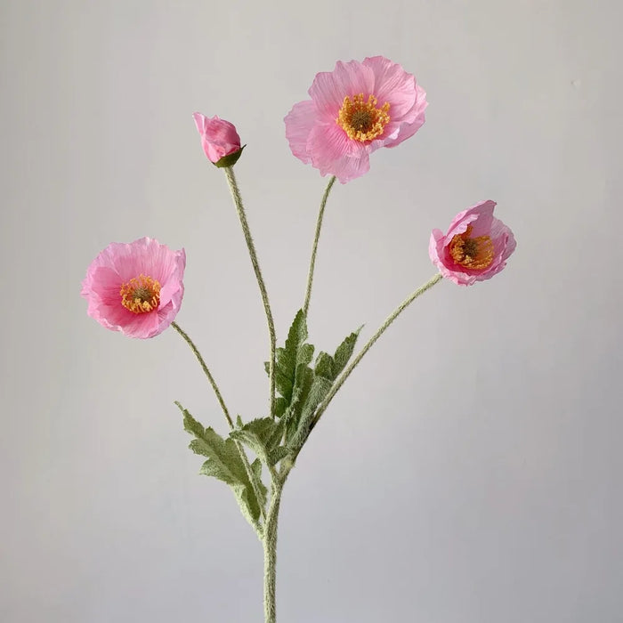 4 Head Artificial Poppy Flowers Bouquet – Silk Fake Flowers for Home Decor, Garden, Wedding, and Party Decoration
