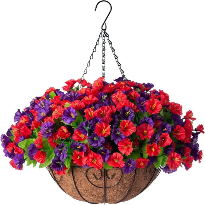 Artificial Hanging Flower Basket – 30cm Garden Decoration with Coconut Liner for Balcony, Patio, and Home Décor