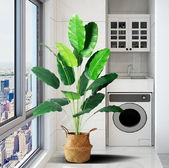 85-115cm Large Artificial Bird of Paradise Tree – Tropical Fake Banana Leaves & Palm Plant for Home and Garden Decor