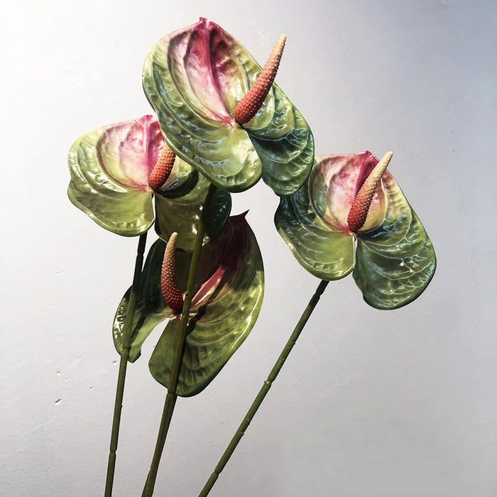 57CM Artificial Anthurium Flower – Realistic Faux Single Stem Flower for Wedding, Home, and Party Decoration