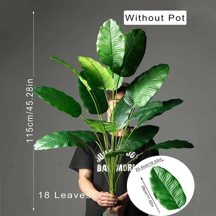 85-115cm Large Artificial Bird of Paradise Tree – Tropical Fake Banana Leaves & Palm Plant for Home and Garden Decor