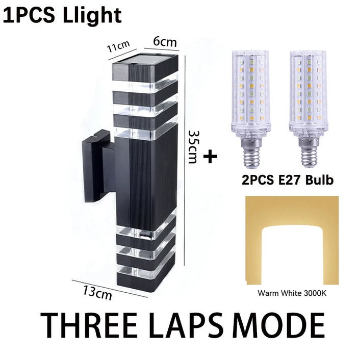 Outdoor Waterproof LED Wall Light – E27 Bulb, Up & Down Facade Lighting for Garden, Stairs, and Entrance