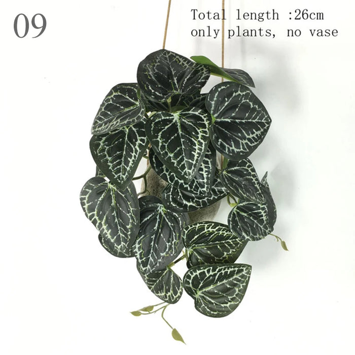 Artificial Turtle Back Leaf Vine – Realistic Rattan Potted Ornament for Home, Wedding, and Garden Decor