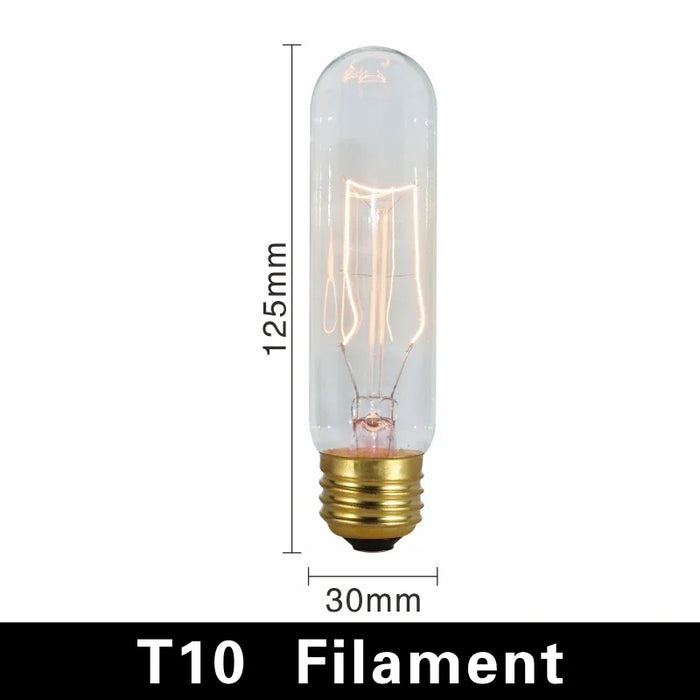 Edison Vintage Light Bulb E27 40W - Retro Filament Incandescent Bulb for Living Room, Bedroom, and Dining Room - Available in ST64, A19, G80, G95, T10, T45, T185 Shapes