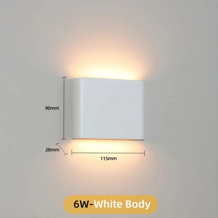 Aluminum LED Wall Lamp – IP65 Waterproof Up and Down Wall Light for Outdoor and Indoor Use, 6W/12W for Garden, Porch, Living Room, Stairs, and Corridor Lighting (Warm/White Light)