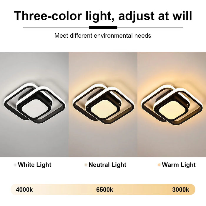 Modern LED Aisle Ceiling Light – 2-Ring Surface-Mounted Lighting Fixture for Hallway, Balcony, and Indoor Spaces