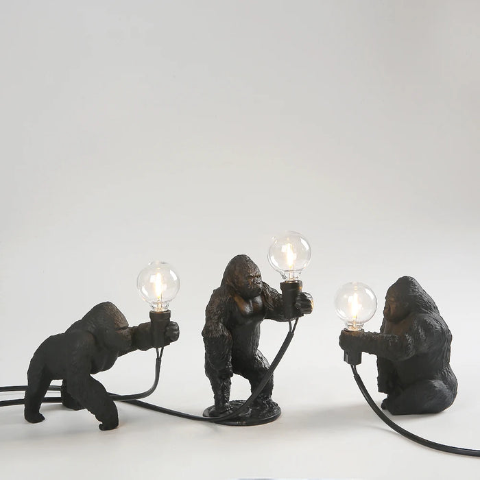 King Kong Gorilla Animal Table Lamp – Resin Night Light for Bedroom and Creative Home Decor