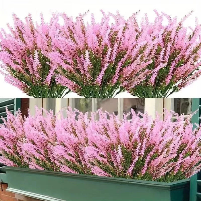 Provence Lavender Artificial Flowers – UV-Resistant Plastic Lavender Plants for Wedding, Home, Garden, and Table Decoration (Set of 2)