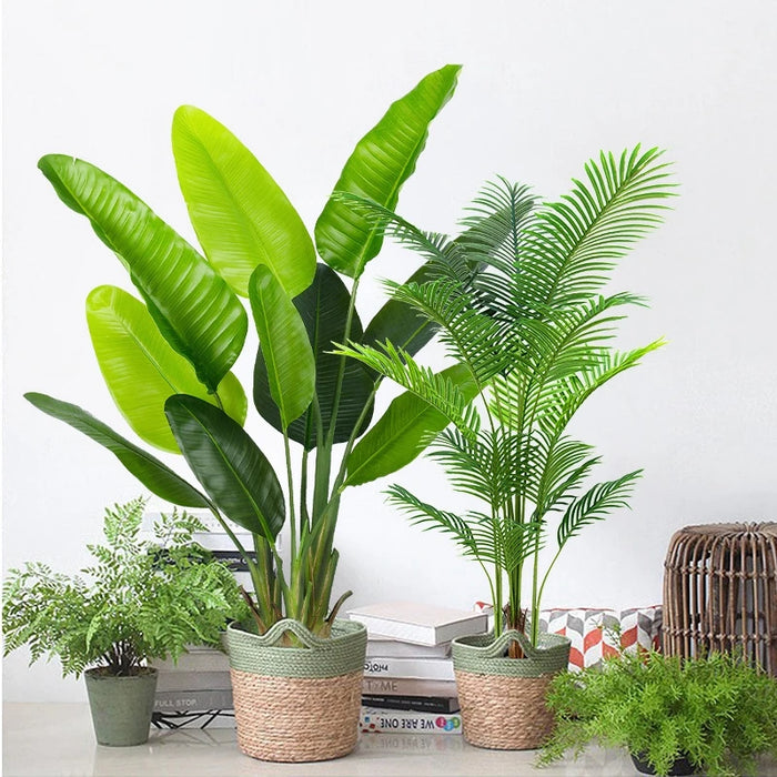 Large Decorative Artificial Palm Tree – Faux Tropical Banana Leaves for Home, Office, and Garden Decor (1pc)