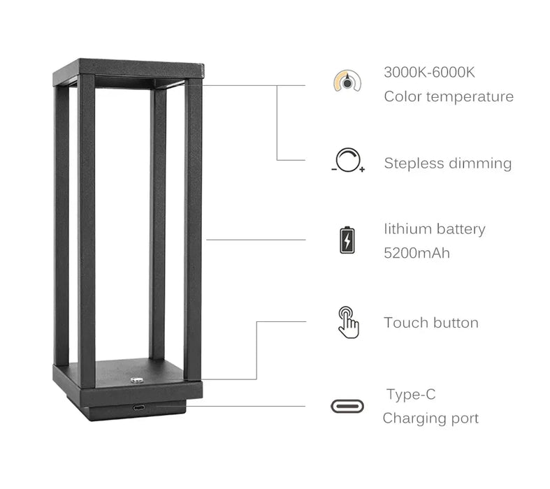 Modern Rechargeable LED Table Lamp – European Design for Restaurants, Hotels, and Home Decor