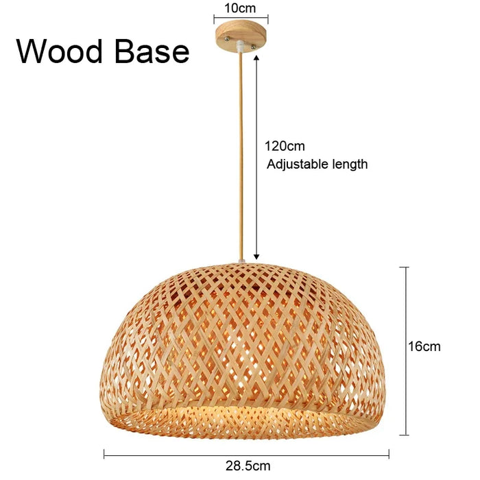 Bamboo Lantern Pendant Lamp – Natural Rattan Wicker Hand-Woven Bamboo Lampshade, E27 Hanging Light for Living Room, Bedroom, and Dining Room