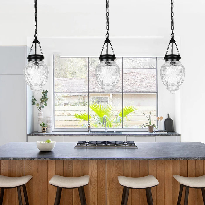 Modern Glass Pendant Light – Chain Hanging Lamp for Kitchen Island, Dining Room, and Entryway