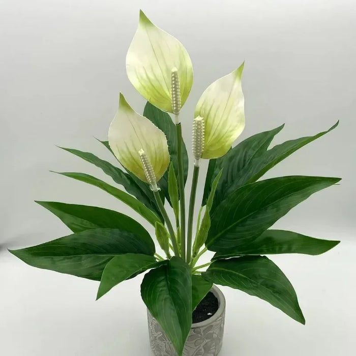 Artificial Anthurium Potted Plant – Lifelike Green Plant Desktop Ornament for Home, Office, and Wedding Decoration