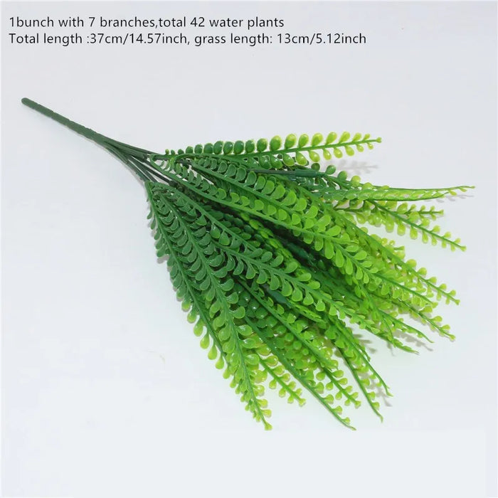 7 Branches Artificial Persian Grass – Faux Plastic Fern for Garden, Home, Vase, and Wedding Décor