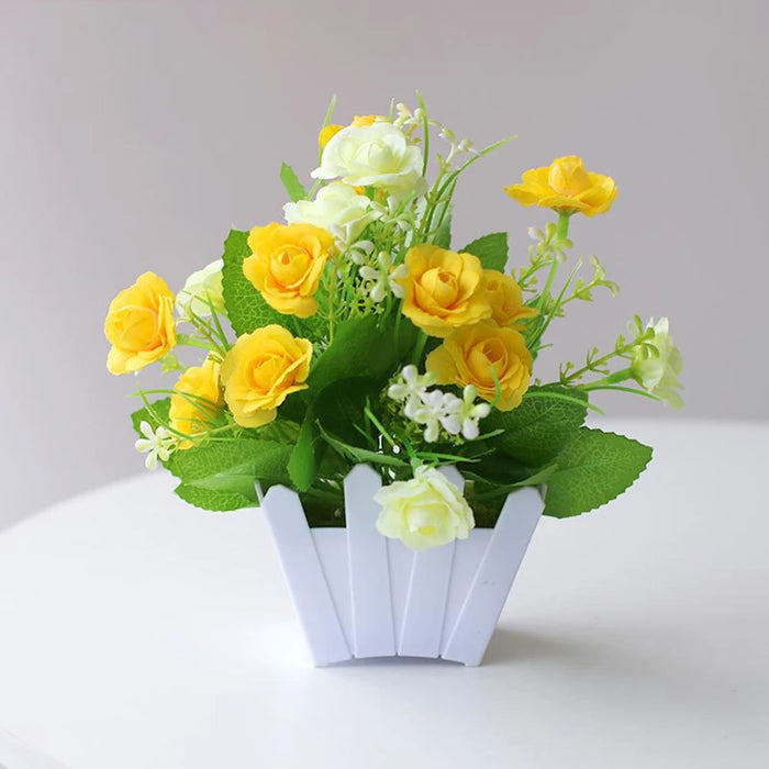 Artificial Rose Flower Potted Plant – Realistic Simulation Plastic Flowers for Home, Living Room, and Party Decoration