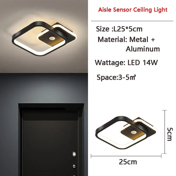 Nordic PIR Motion Sensor LED Ceiling Light – Modern Induction Ceiling Lamp for Bedroom, Living Room, and Indoor Spaces