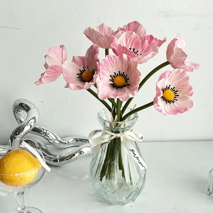 5PCS 29CM Artificial Mini Poppy Flowers – Silk Simulation Poppy Decor for Home, Weddings, and Photography Props
