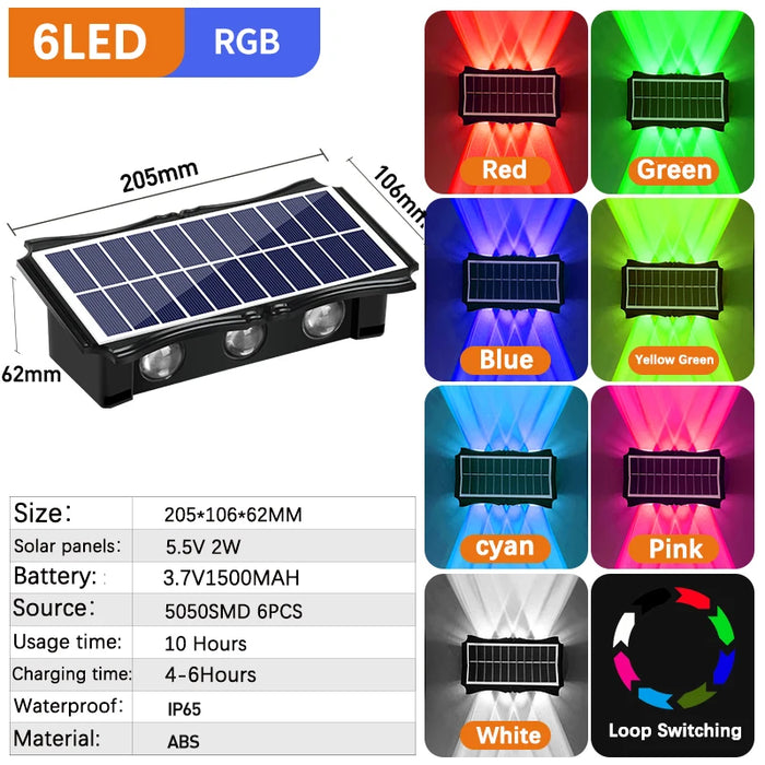 Solar Up Down Wall Light – Waterproof LED Outdoor Wall Lamp for Garden, Balcony & Yard Decoration